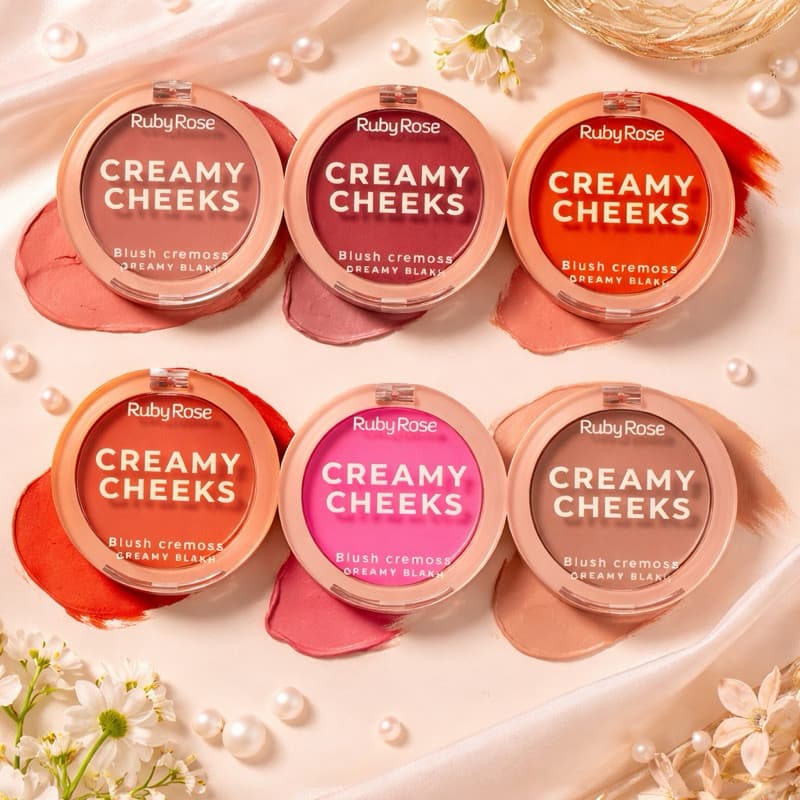 Blush Cremoso Ruby Rose Creamy Cheeks Efeito Natural Glow Fácil de Esfumar