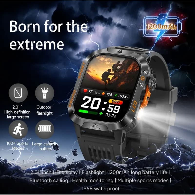 Novo T-Rex3 Ultra 1200mAh Super Capacidade Bateria Adulto Homens Smartwatch Relógio Inteligente 1.7 " Tela Grande Chamad