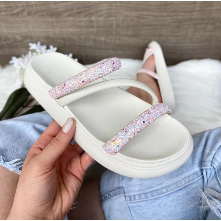 Sandália Papete Birken Brilho Blogueira Moleca Promoção  MEGA OFERTA DE VERAO 2026