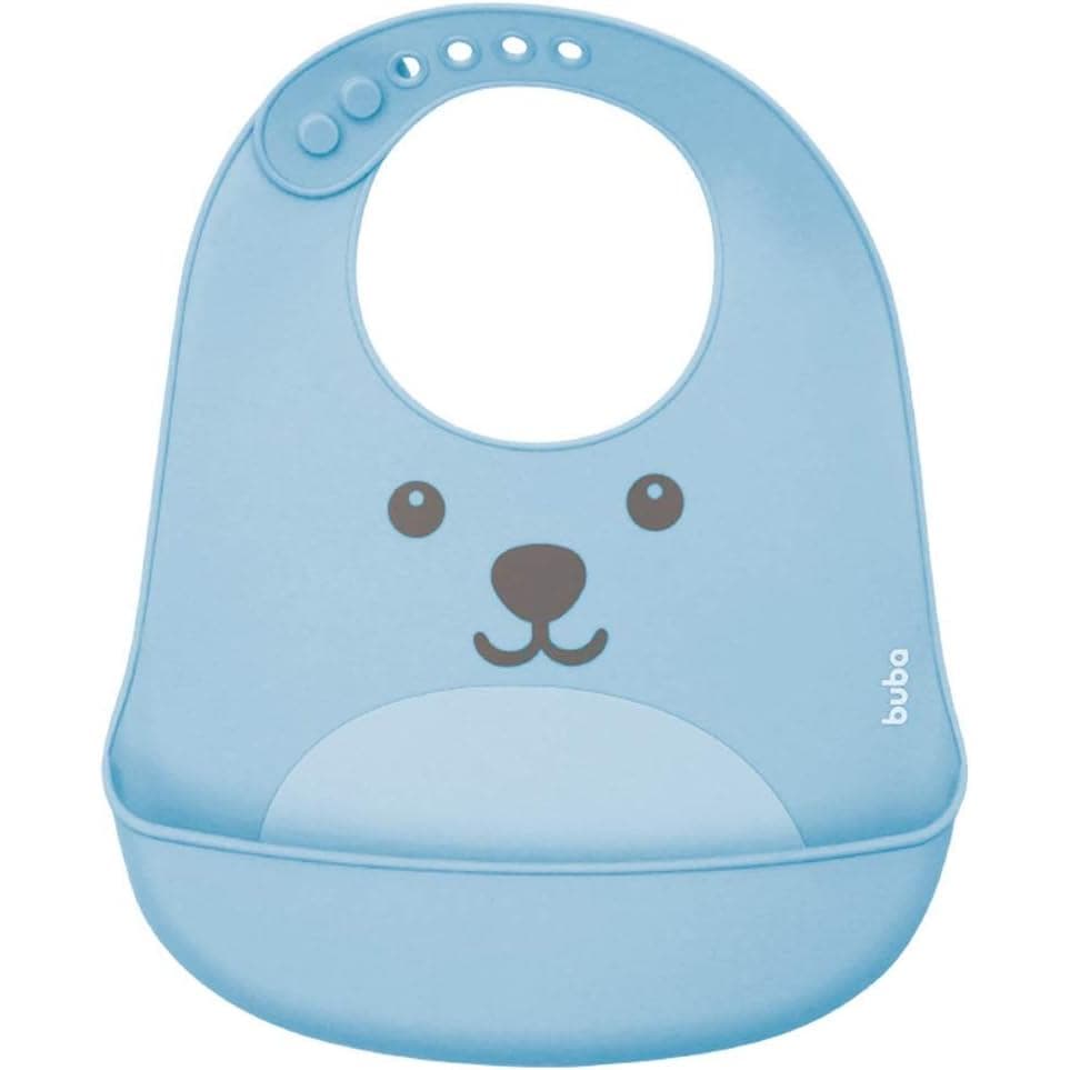 Babador de Silicone com Bolso Gumy Azul Buba