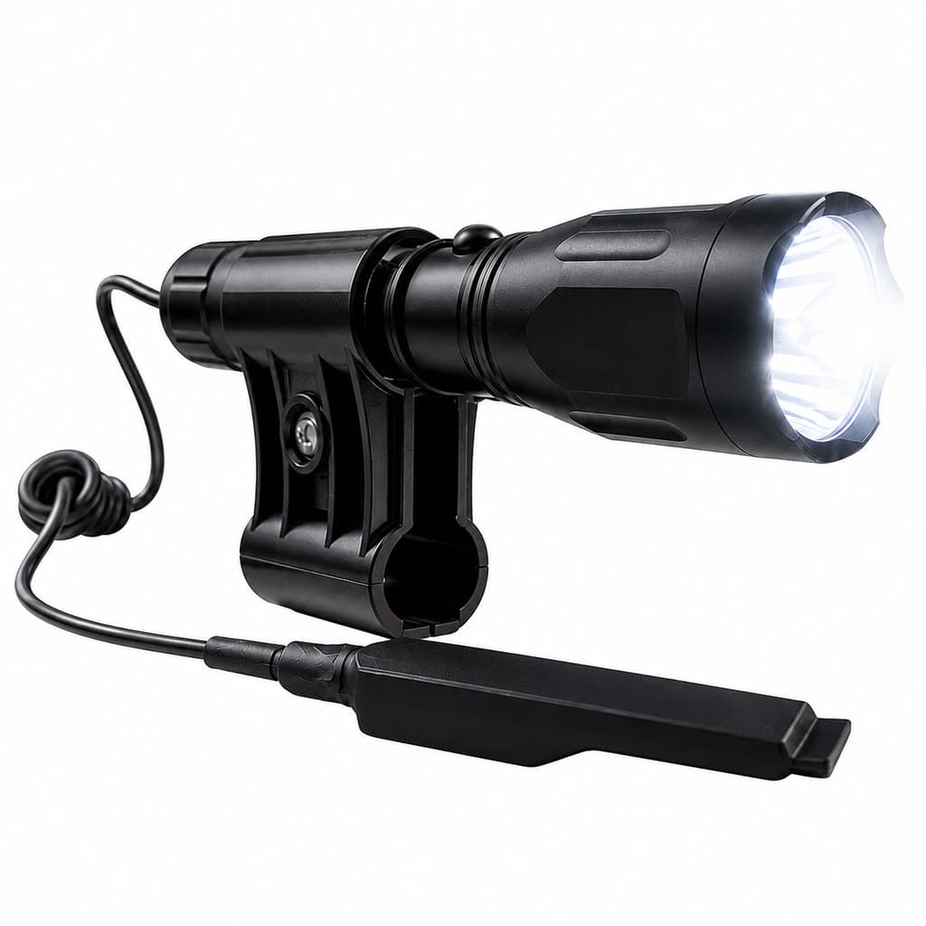 Lanterna LED CREE Q5 Branco Bateria Recarregável Alto Brilho Longo Alcance Cabo Acionamento Remoto Suporte até tubo 25mm