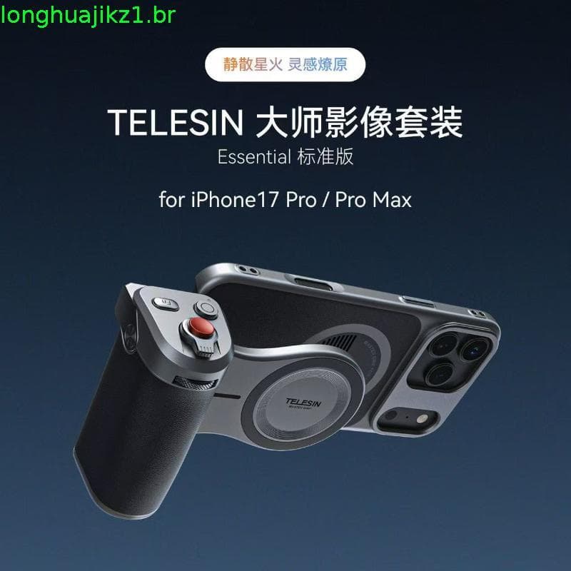 Conjunto de vídeo para celular TELESIN Apple iPhone17Pro/Max Handle Camera Aid Bluetooth Controle Remoto Tiro