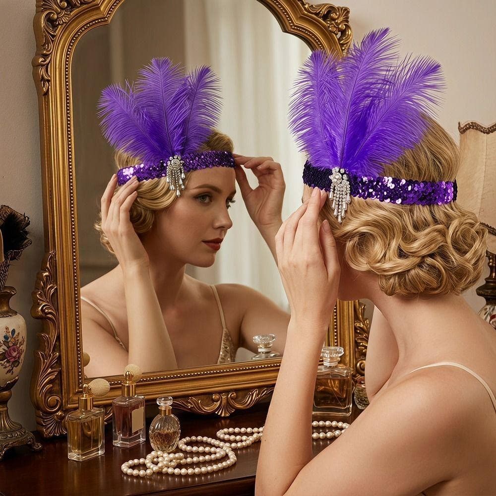 Faixa De Cabeça Feminina De Penas ALTOZEN , Argola De Cabelo Retrô Dos Anos 1920 , Borla Colorida Com Contas Para Menina