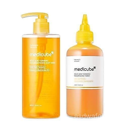 medicubeKojicAcidBodyWash&ToneDuo: Sabonete Corporal Iluminador com Ácido Kójico e Cúrcuma e Tônico Suavizante para Rost