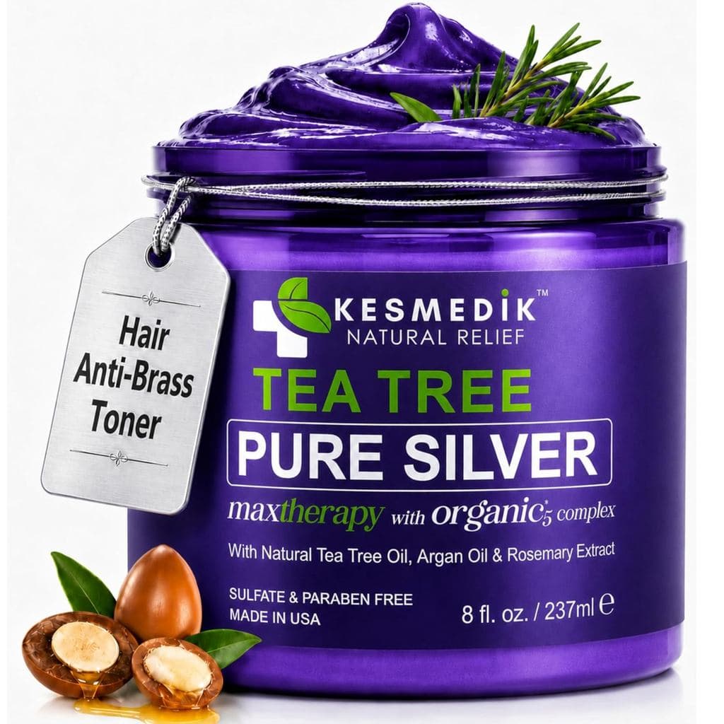 Máscara Capilar Roxa KEEDIK Tea Tree com Óleo de Tea Tree, Alecrim e Óleo de Argan, Tônico de Condicionamento Profundo p