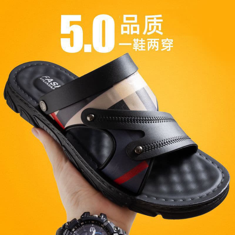 Sandálias Masculinas Verão Tamanho Grande Masculino Respirável Sola Macia Couro PU Produtos de Imitação Antiderrapante S
