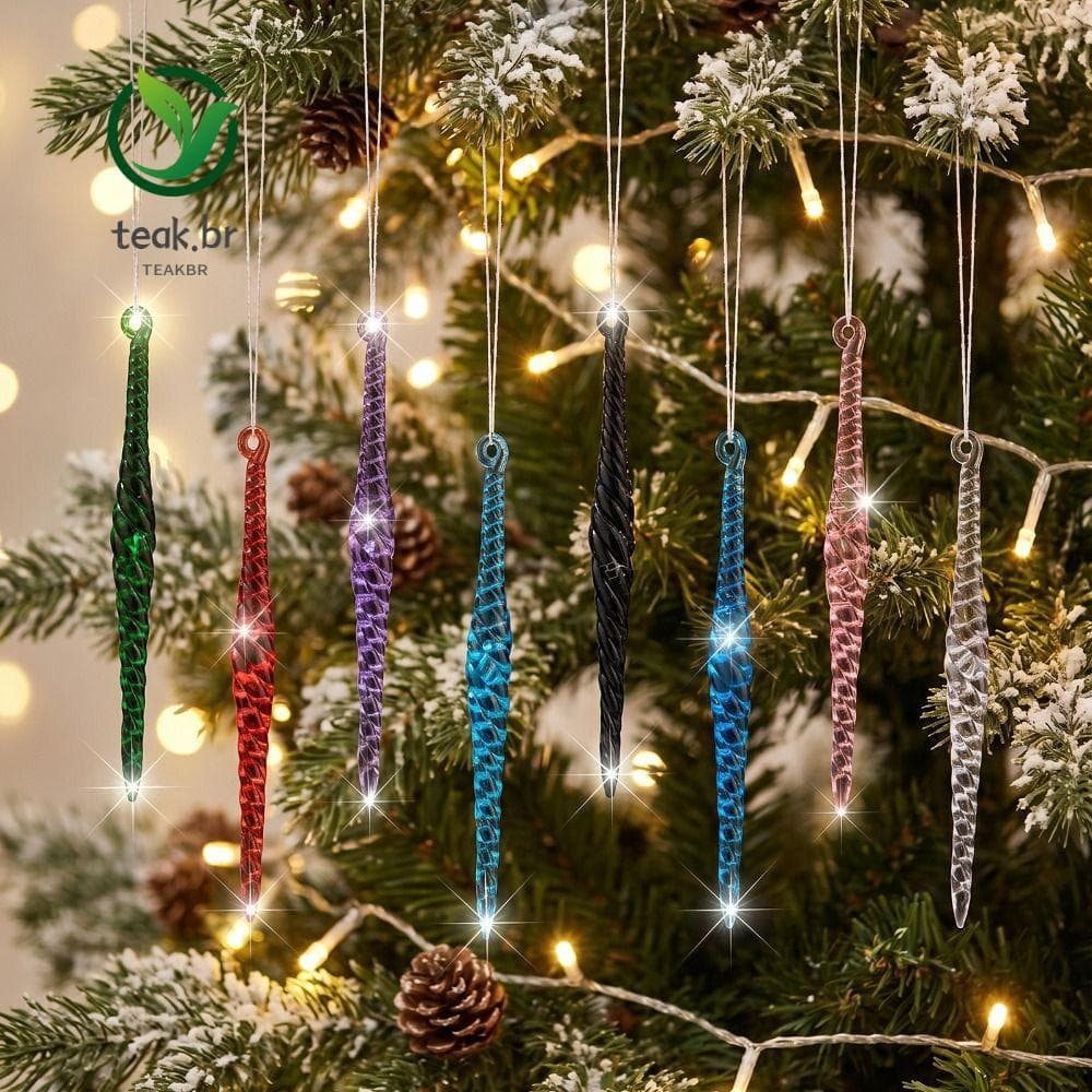 Pingentes De Árvore De Natal TEABR , Enfeites De Gelo Acrílico Com Design De Gota De Água Torcida , Transparentes