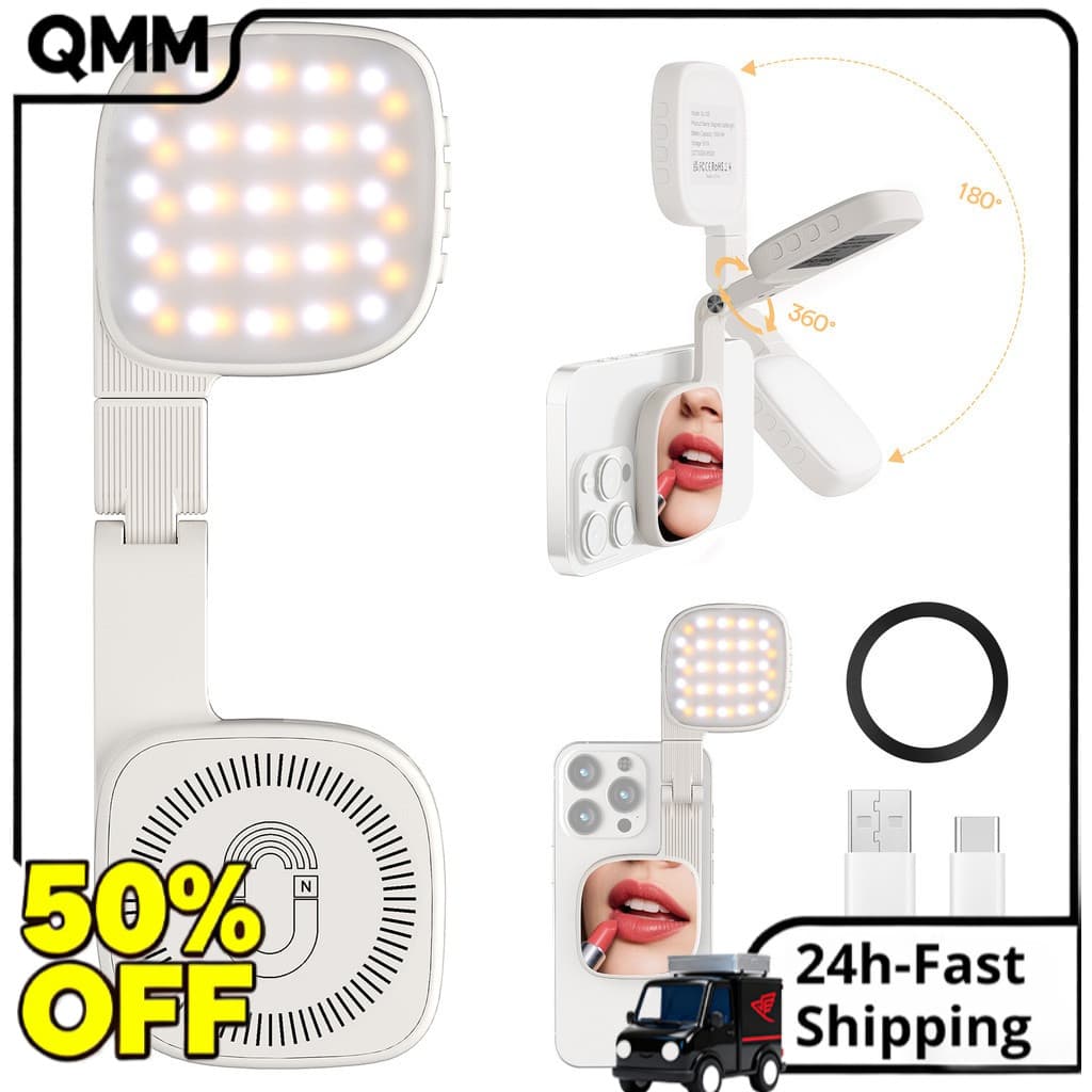 Espelho Multifuncional Para Selfie De Celular , 3 Modos De Temperatura De Cor , Mini Luz De Preenchimento Magnética , Bo