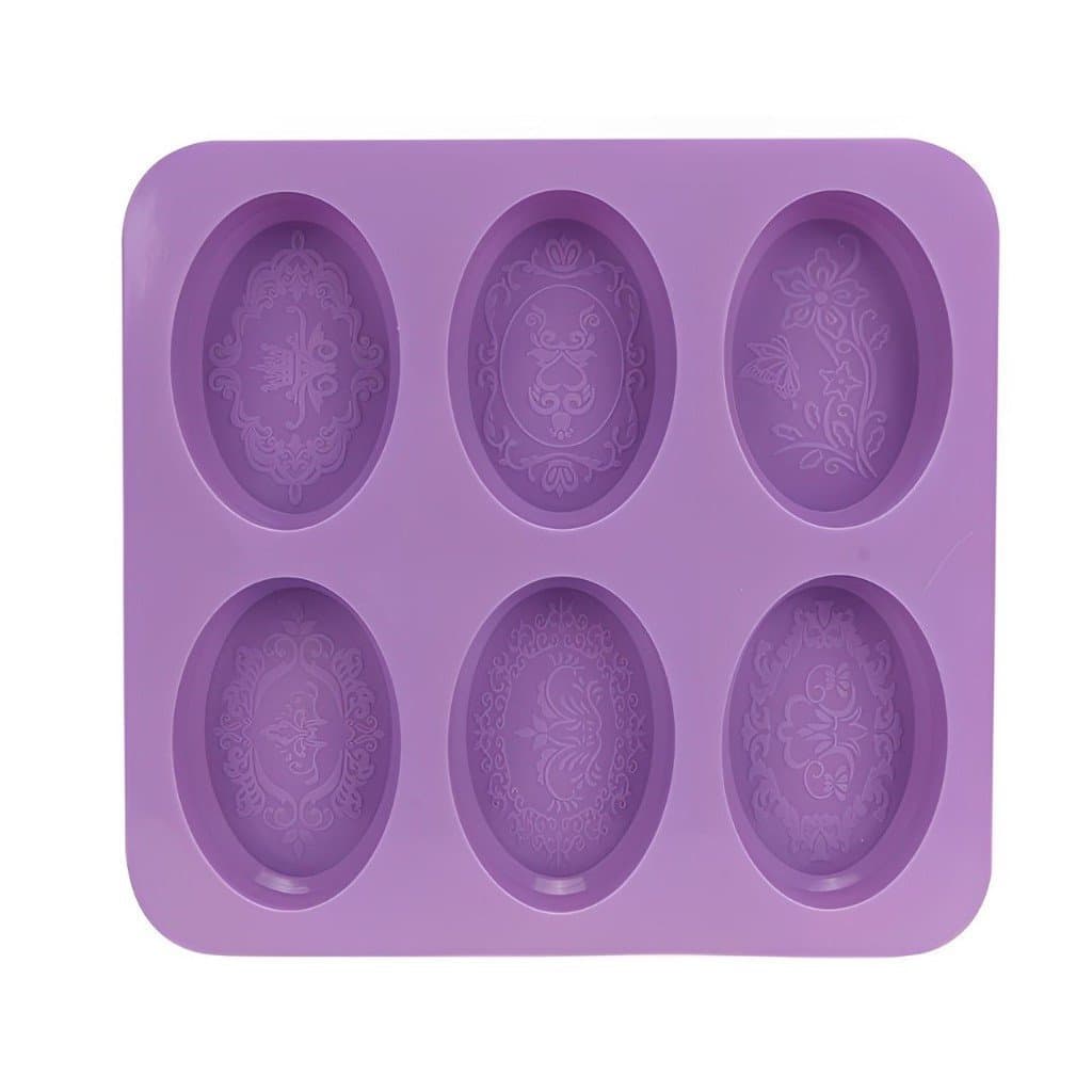 Molde de Silicone, usado para fazer sabonete, 90g, Oval, 6 cavidades, recomendado