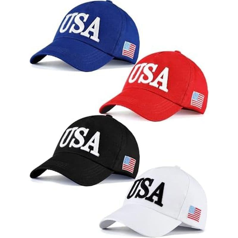4 Peças Chapéus Dos Eua Para Homens Chapéu Patriótico Bordado Boné De Beisebol Com Bandeira Americana | Clássico & amp ;