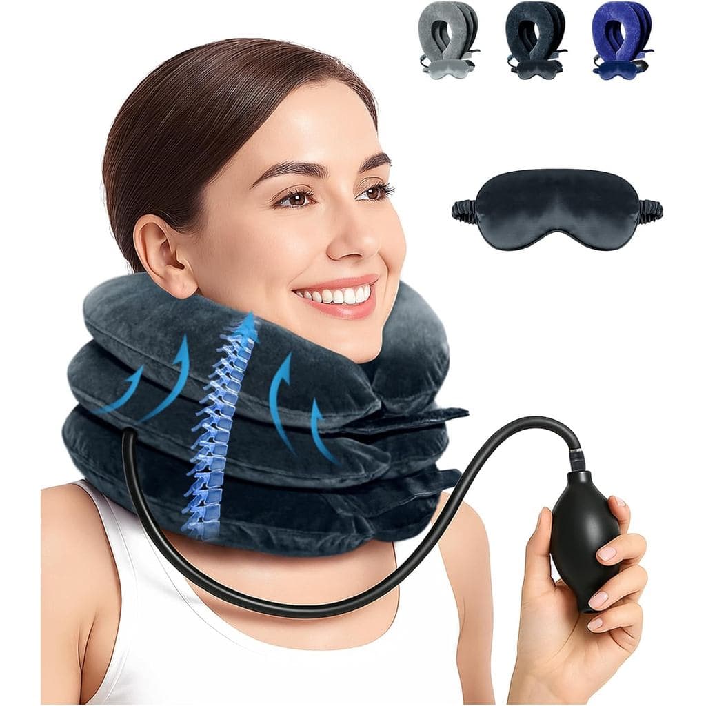 Dispositivo Portátil de Tração Cervical para o Pescoço - Almofada Instantânea para o Pescoço, Maca Inflável Ajustável pa