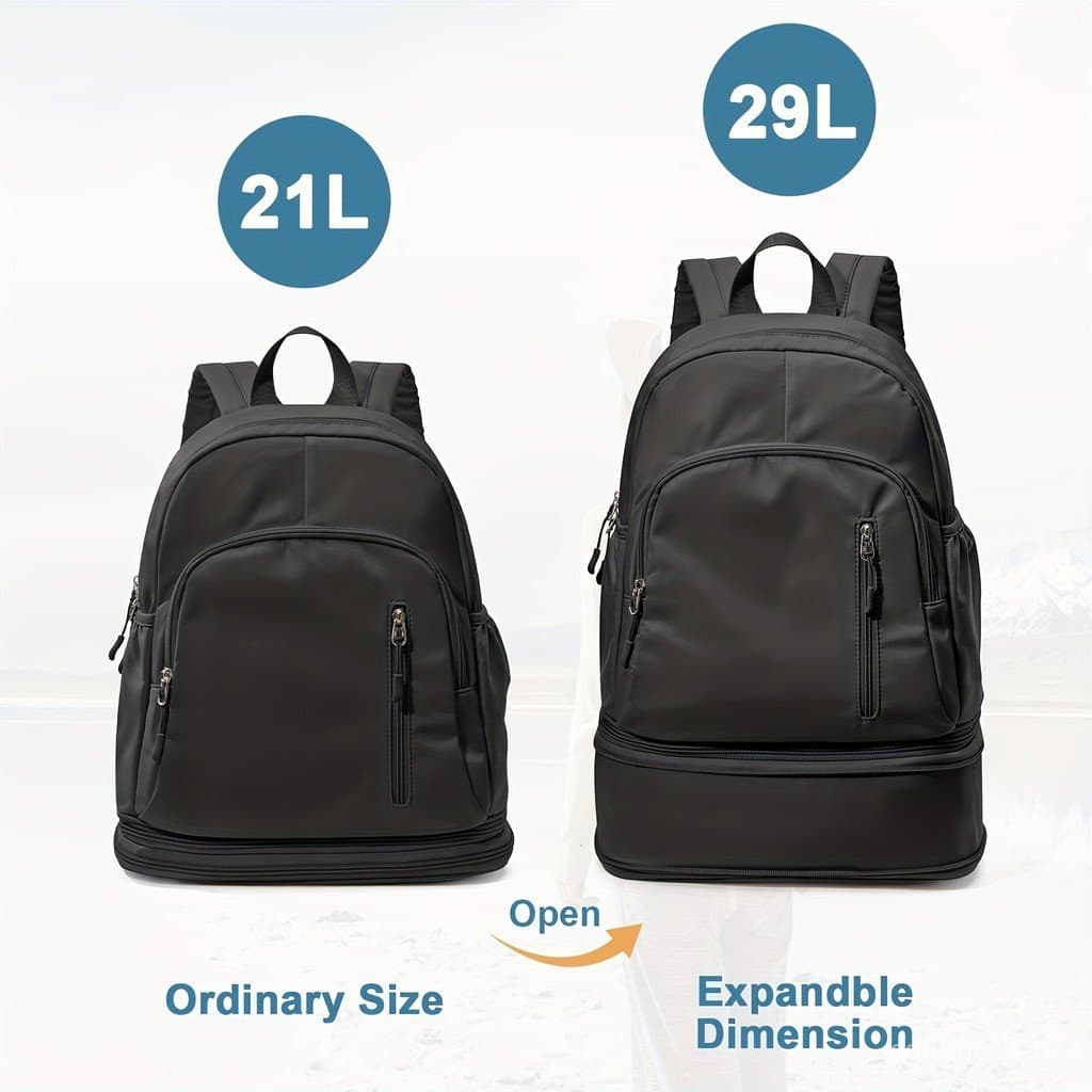 Mochila Preta Elegante e Prática |   Design de Grande Capacidade com Múltiplos Compartimentos, Adequado para o Dia a Dia