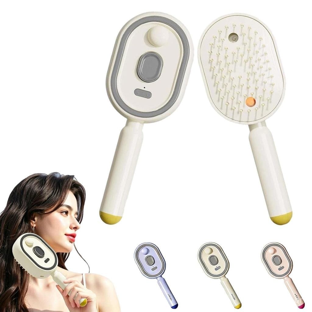 Escova de massagem com almofada de ar 5 em 1, elétrica, com spray, para mulheres. Reduz o frizz, alisa e nutre tanto cab