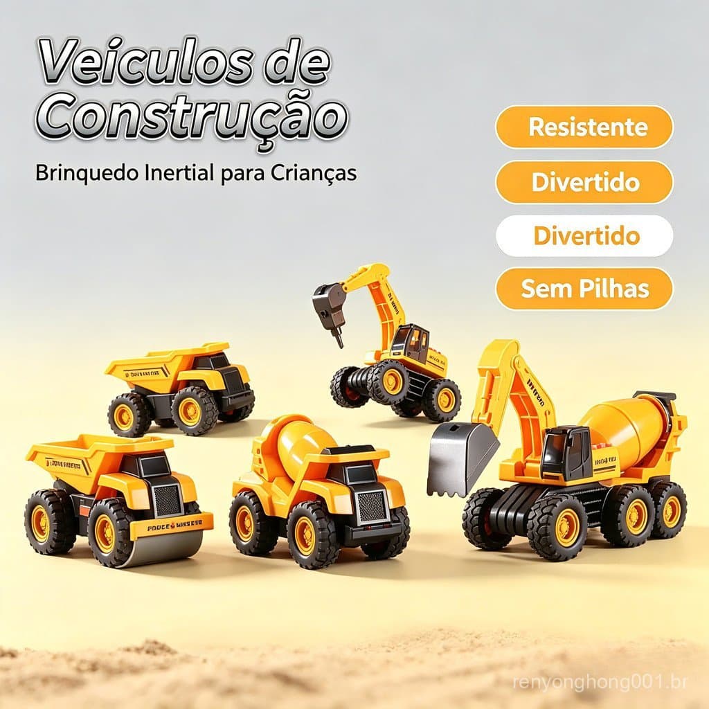 Conjunto de veículos de engenharia inercial com luz e som, brinquedo liquidificador de concreto escavadeira, presente pa