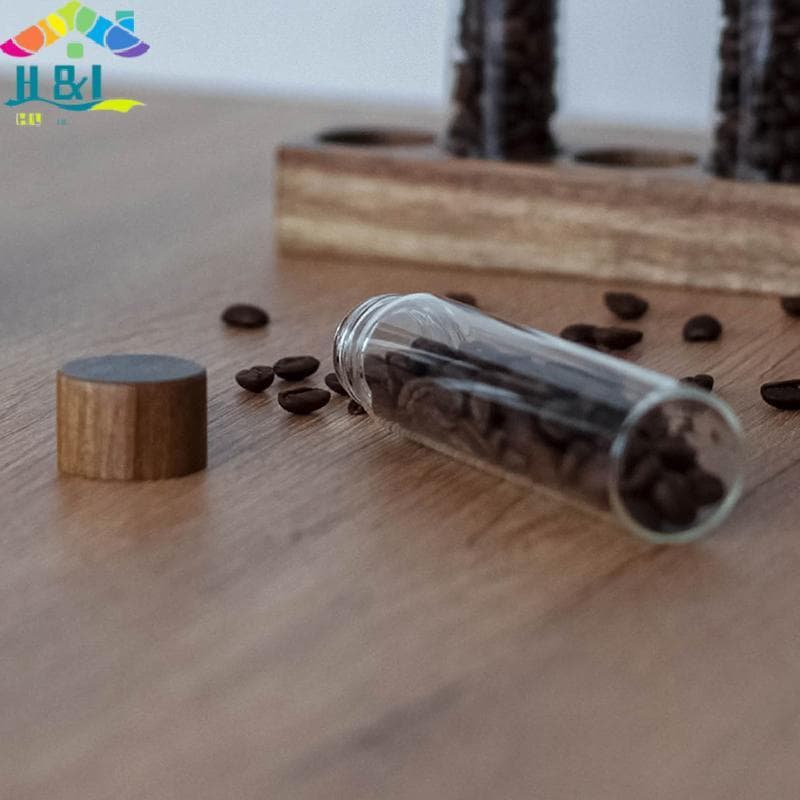 Tubo De Vidro De Grãos De Café Heheshoph & L Com Ferramenta De Madeira Tubos Engarrafados Armazenamento Vasilhas Herméti