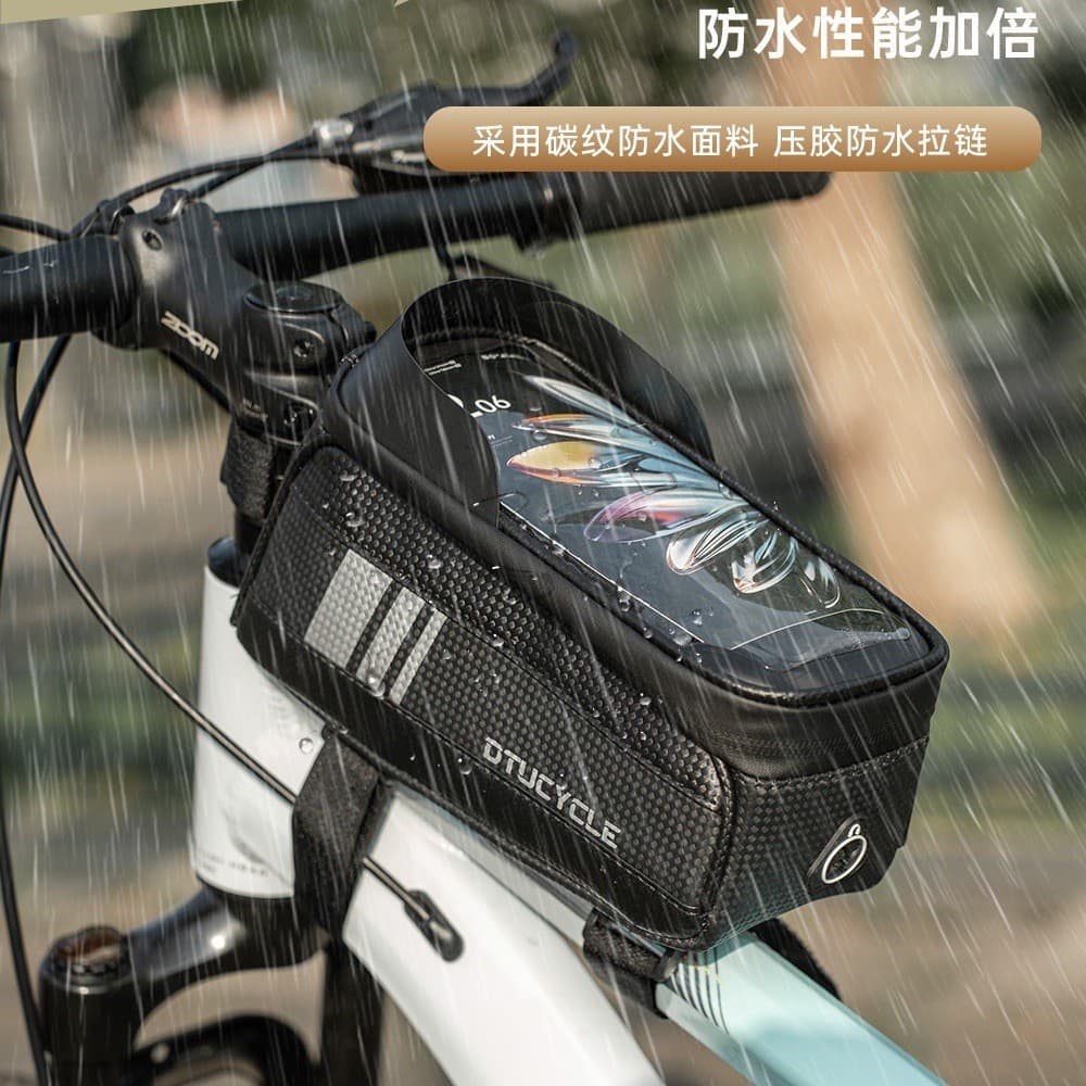 Bicicleta à prova dwaterproof água feixe dianteiro saco do telefone móvel bicicleta de estrada Mountain bike tubo superi