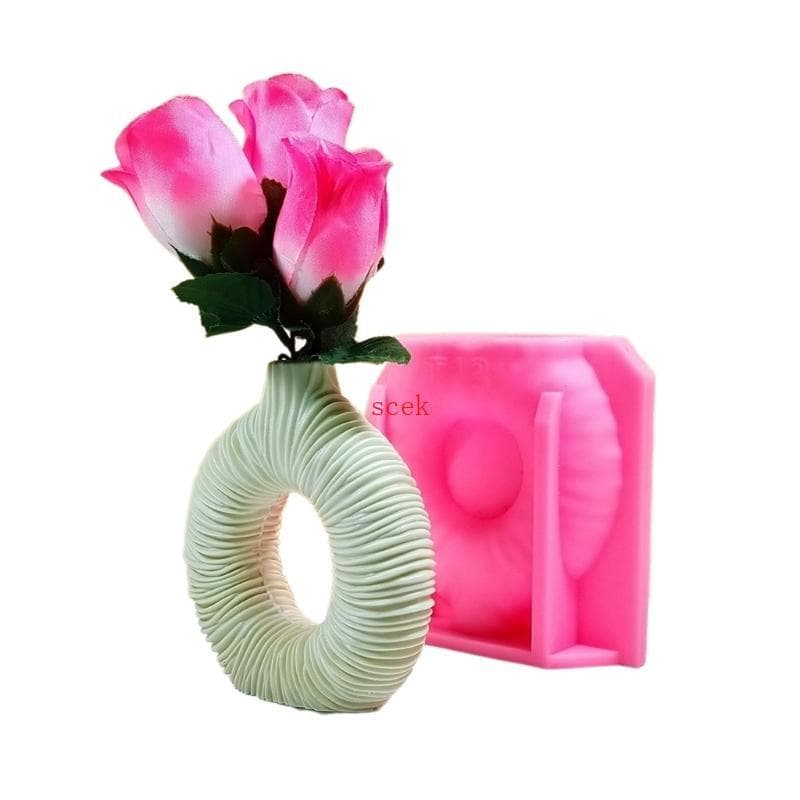 scek Vaso Concreto Molde Silicone DIYs Flores Ornamentos Fazendo Círculos Gesso Resina Epoxy Moldes Fundiç
