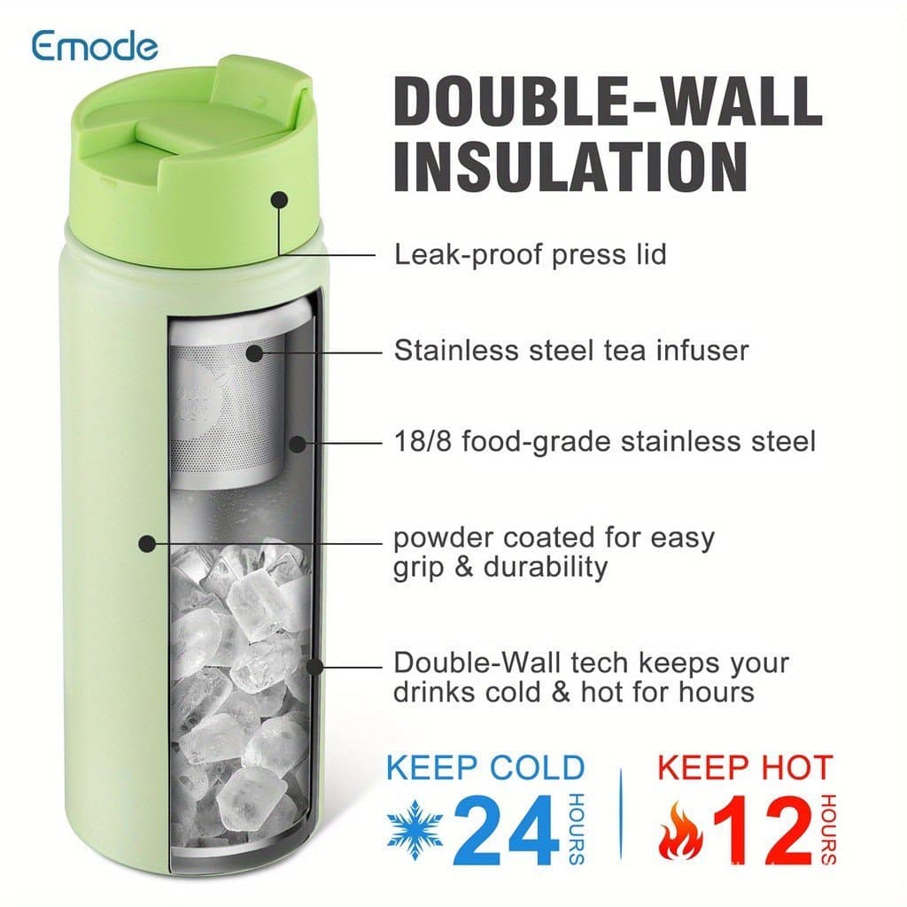 1 unidade, 500ml/17oz, copo térmico de aço inoxidável com isolamento a vácuo de parede dupla (3 camadas internas, 3 exte