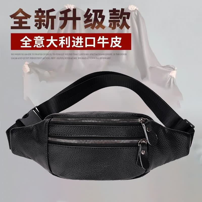 Bolsa de cintura de couro genuíno masculina feminina esportes versão coreana bolsa de peito Fitness portátil bolsa para