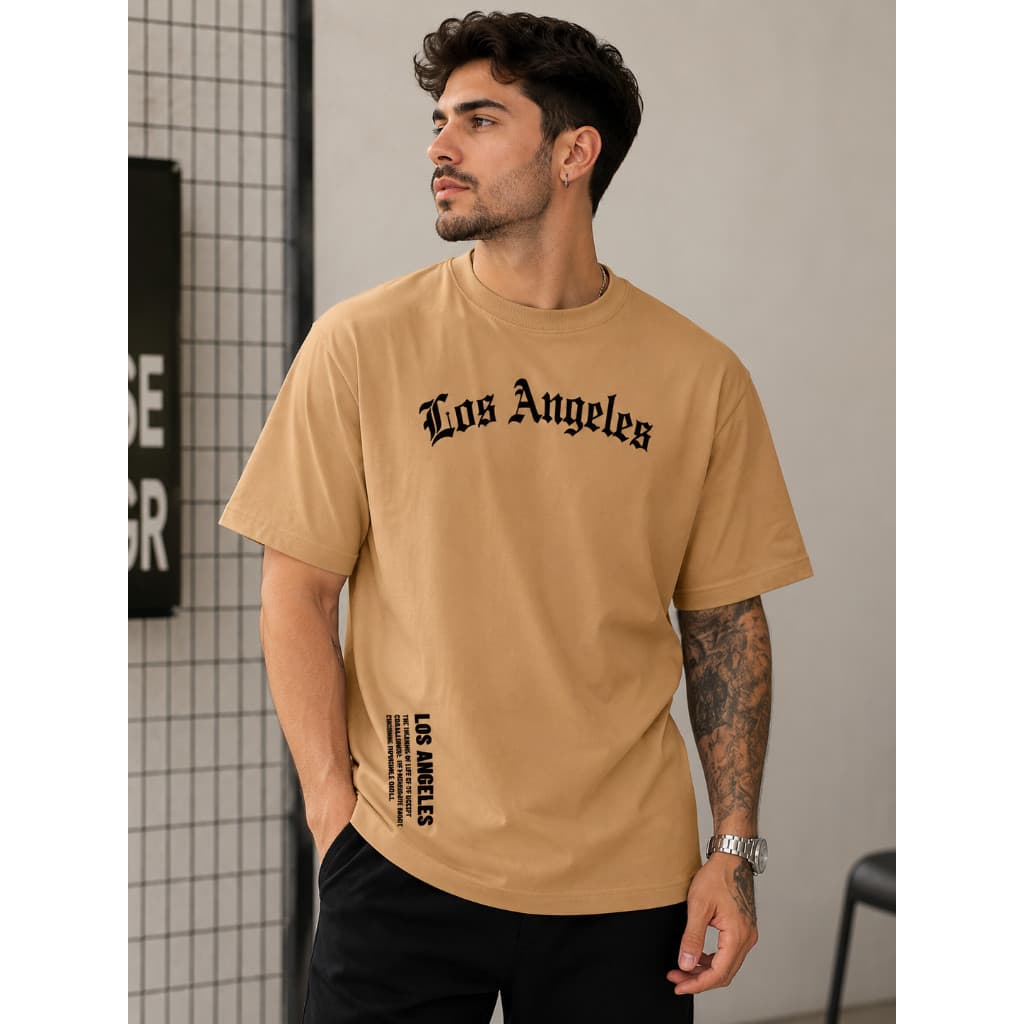 Camiseta Masculina Casual de Algodão com Estampa de Los Angeles Alta Qualidade ENVIO IMEDIATO