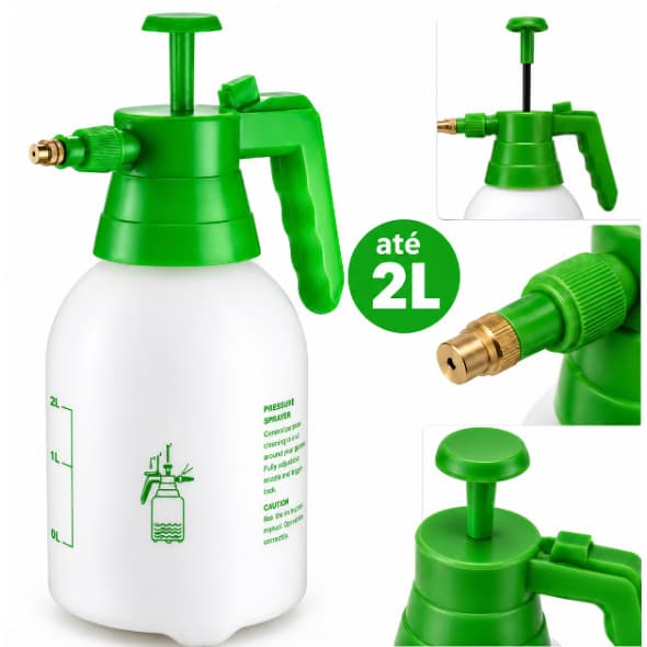 Pulverizador Borrifador Spray 2 Litros Manual Compressão Para Jardinagem Limpeza Automotiva