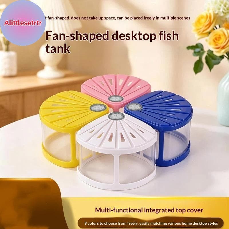 Tlesettrtr Mini Aquário De Plástico Transparente , 1 Peça , Pequeno Tanque De Peixes Betta , Ornamento Decorativo De Mes