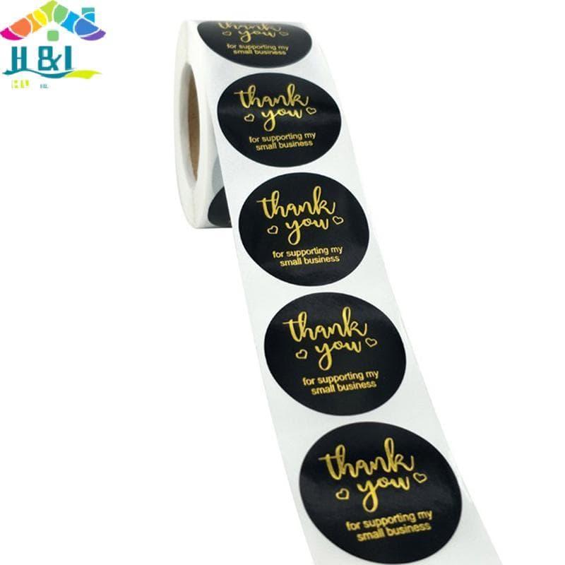 Etiqueta De Selo De Papel Bronzeador H & L 500 Unidades/Rolo Obrigado Stiers Decoração Personalizada Para Assar { th }