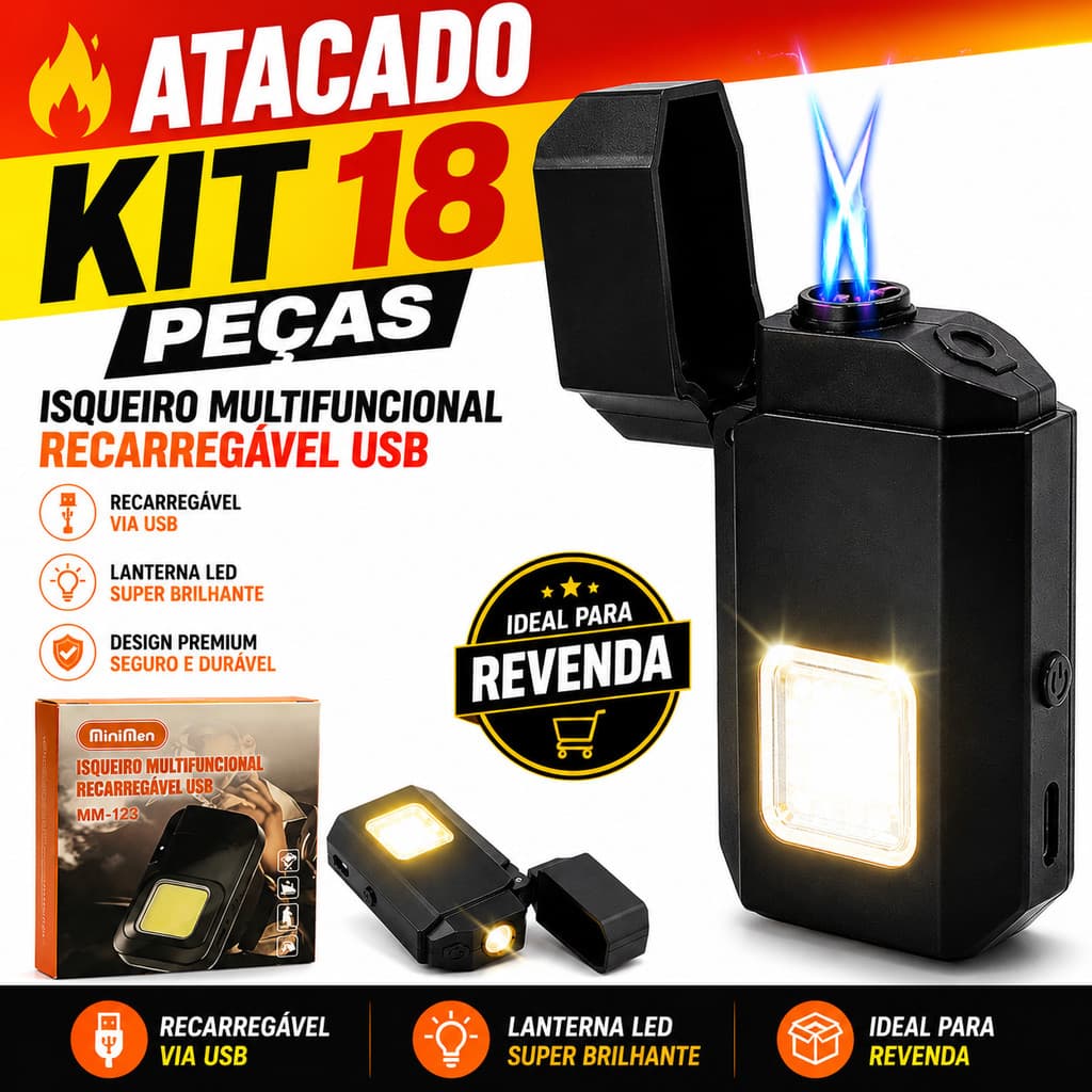 Isqueiro Plasma Recarregável USB Lanterna Emergência Duplo Arco Sem Gás Portátil | Led Segurança