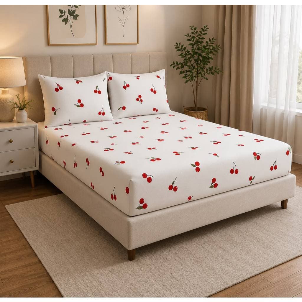 Lençol Algodão Jogo de Cama Estampado Premium Cerejinha - TAMI RA