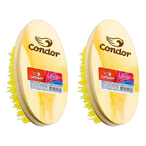 Kit 2 Escovas Para Lavar Roupa Tanque Multiuso Madeira Limpeza Eficiente Condor