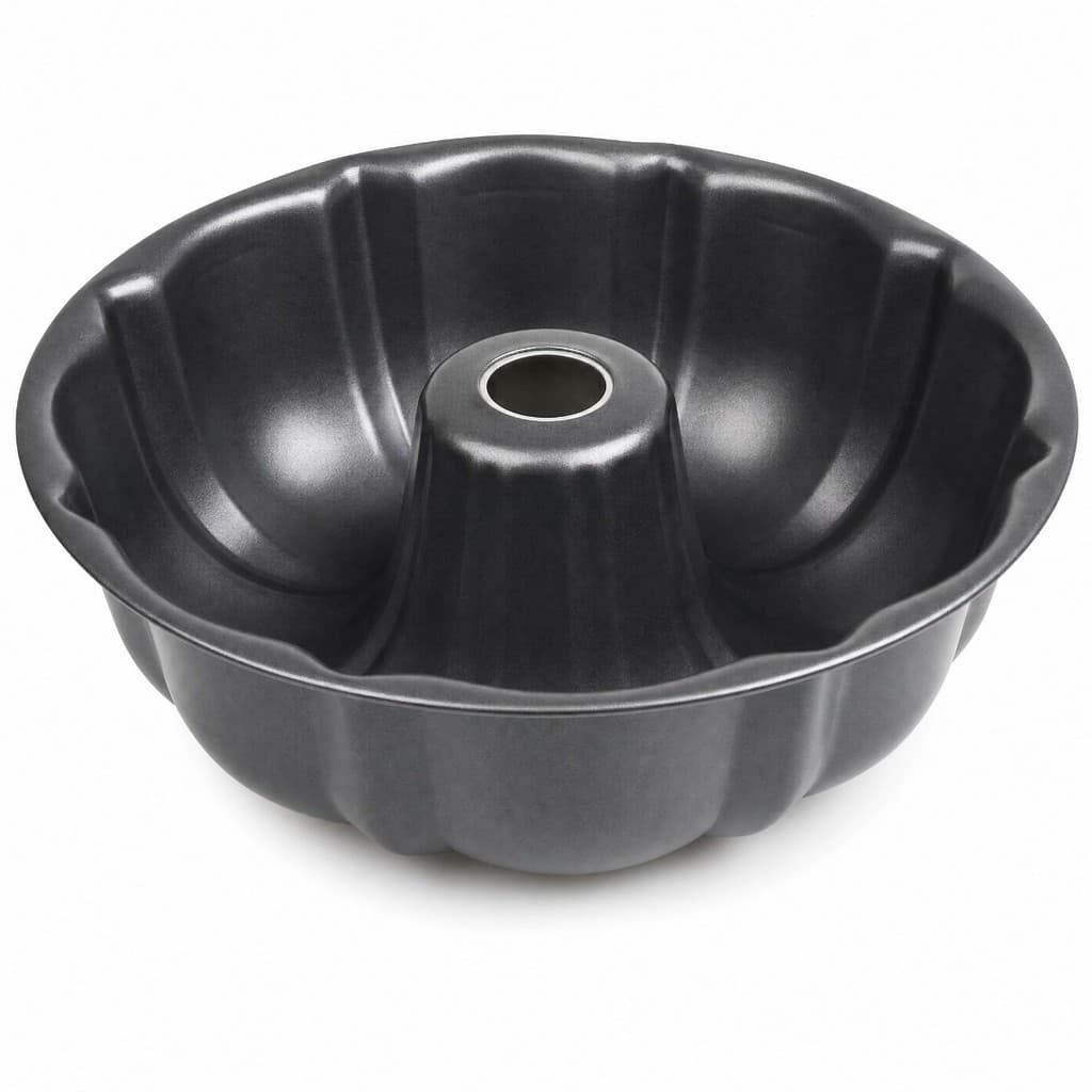Assadeira Redonda Forma de Bolo Pudim C/ Furo Central Confeiteira 24x7,8cm Aço Carbono Antiaderente Preta Envio Imediato