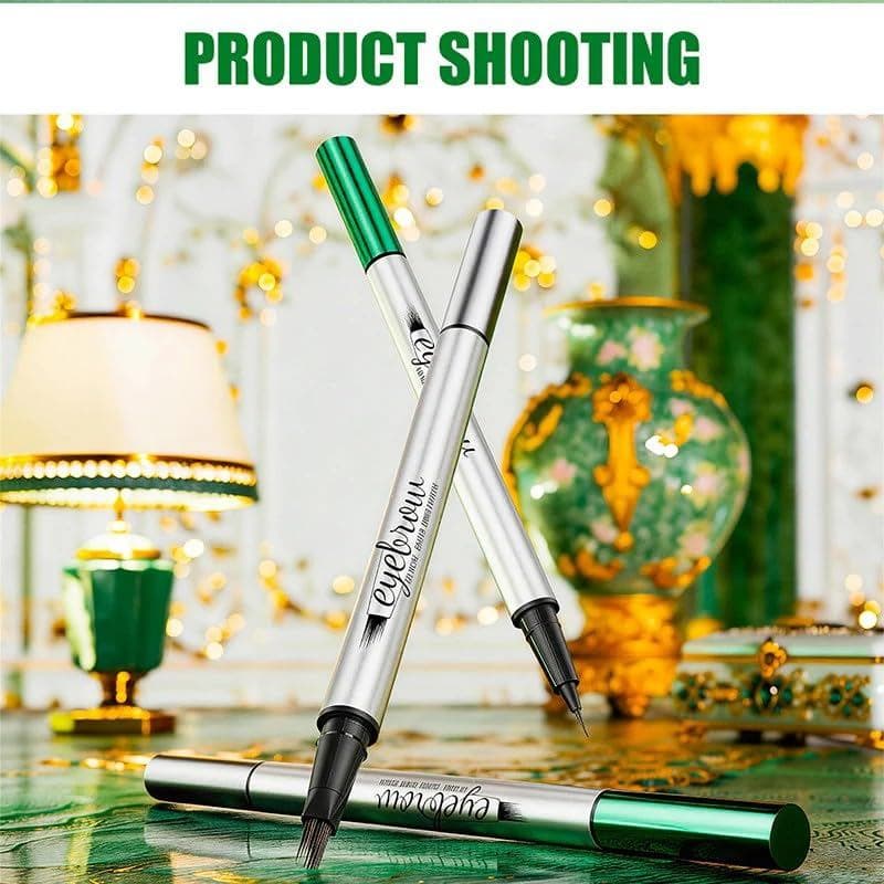Caneta Líquida para Sobrancelhas de Ponta Dupla, Lápis de Sobrancelhas Microblading 2 em 1, Caneta Microblading 4D Brow-