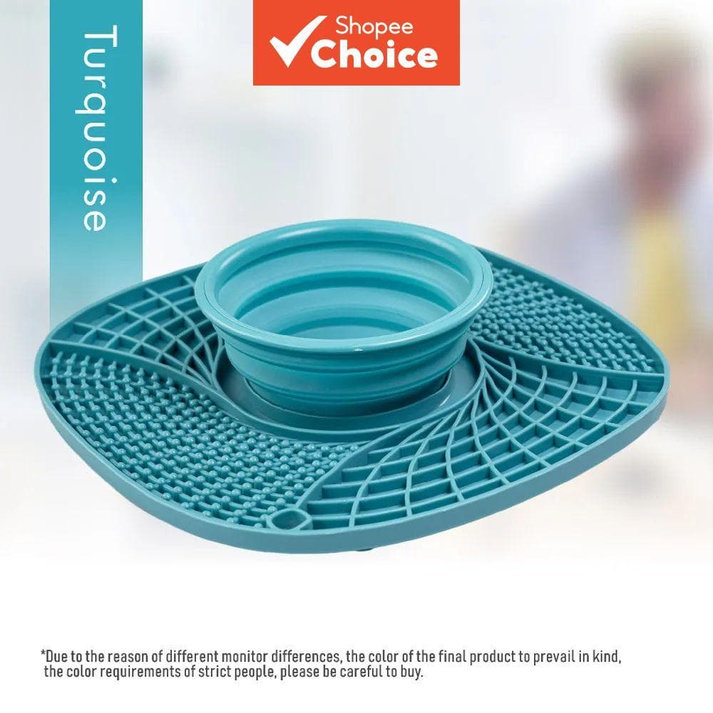 Tapete de Lamber de Silicone com Tigela de Água Dobrável, Ventosa, Comedouro Lento Antiasfixia, Alívio da Ansiedade para