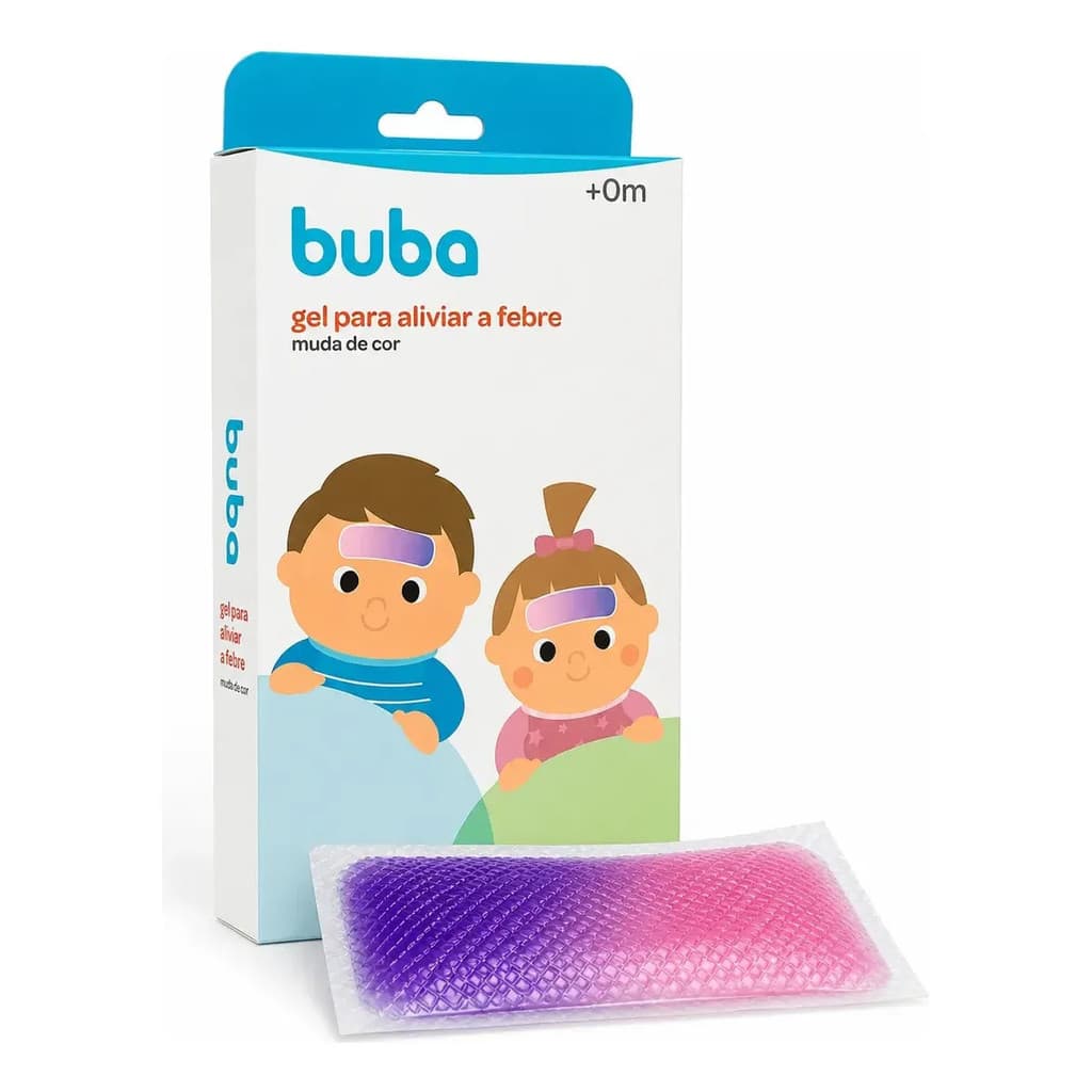 Gel Alívio Febre Buba Muda de Cor 4 Compressas Reutilizáveis Gel Refrescante para Bebê e Criança Azul