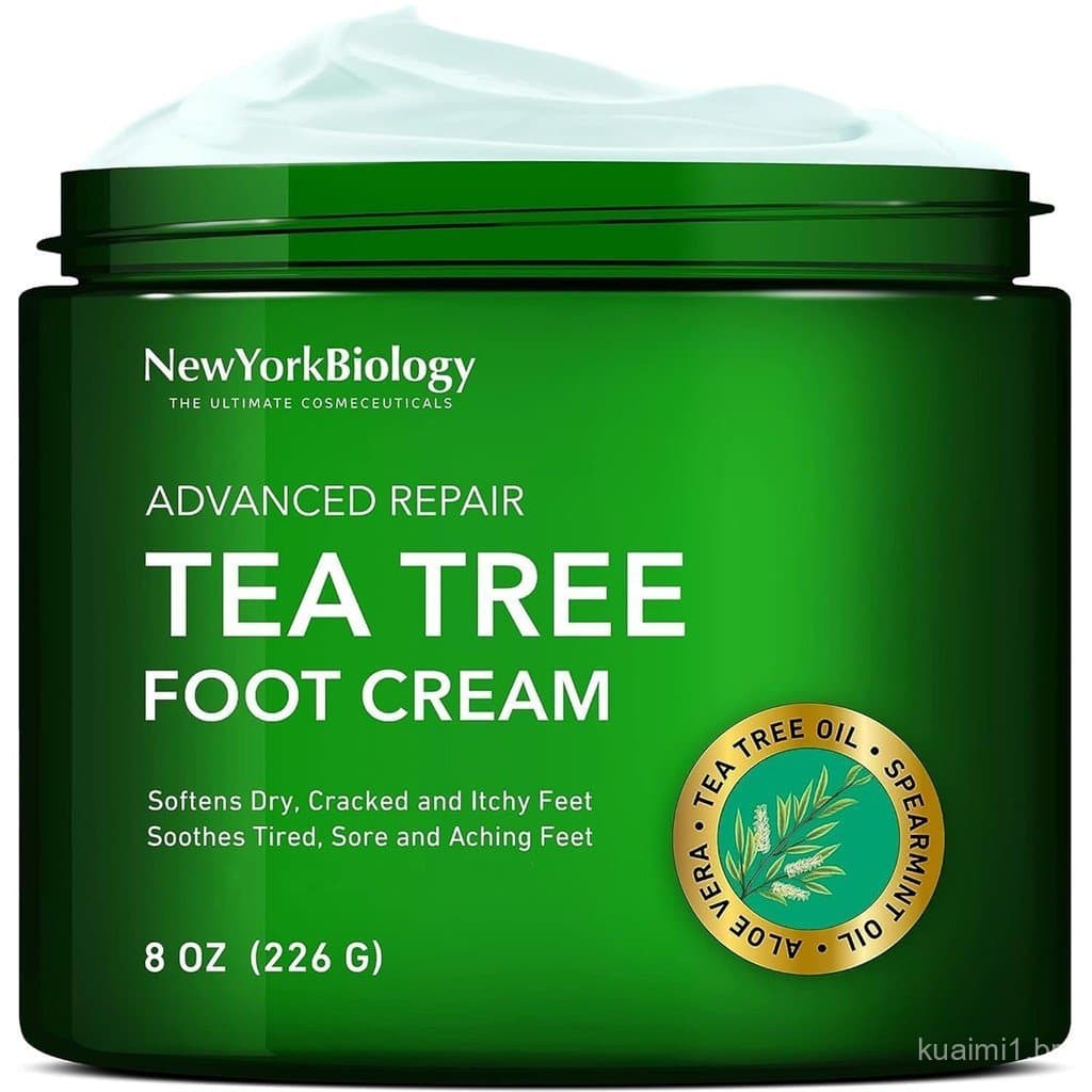 Creme para os Pés com Óleo de Tea Tree da New York Biology para Pés Secos e Rachados, Pé de Atleta, Fungos nas Unhas, Co