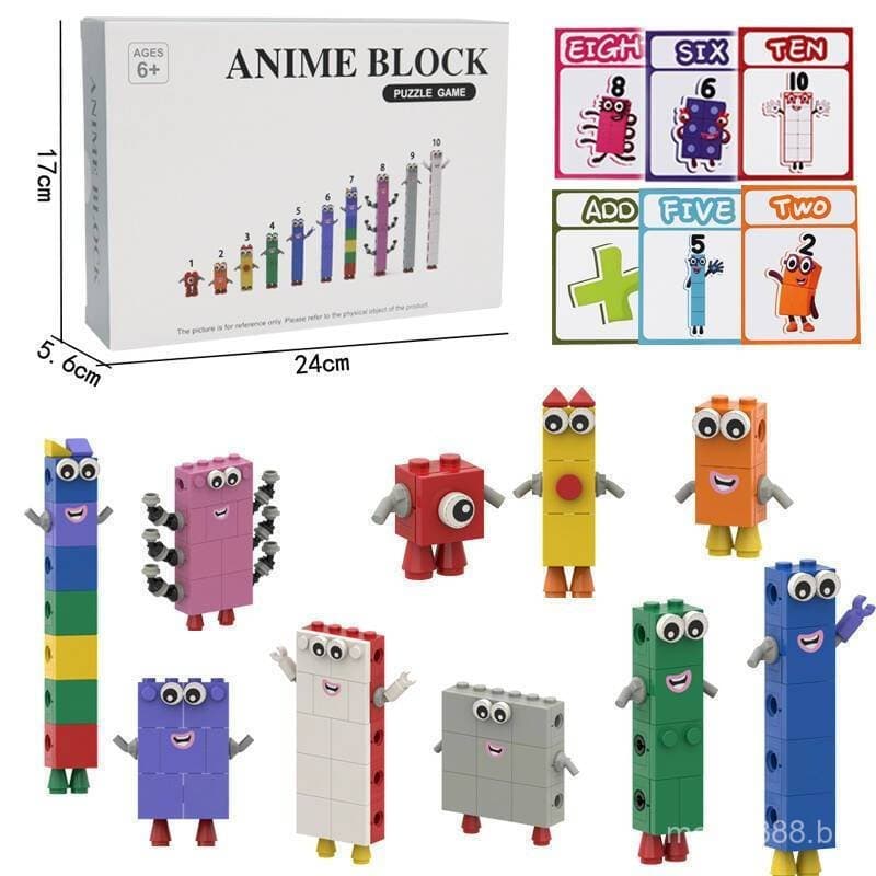 202510 Peças/Conjunto Blocos Educativos DIY de Transformação Matemática Digital Anime Numberblocks de Um a Dez, Ornament