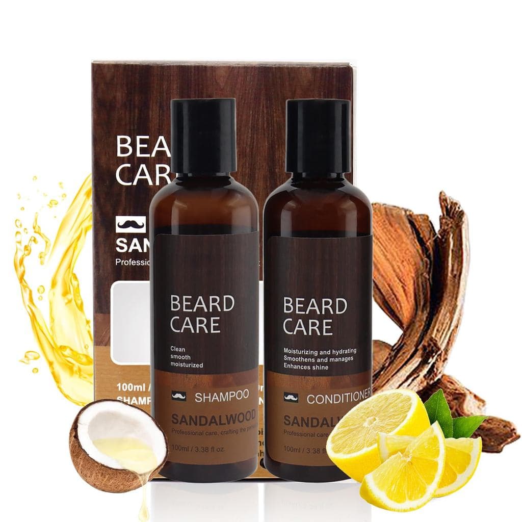 Conjunto de Sabonete e Condicionador para Barba Masculina - Fórmula com Glicerina e Óleo de Coco com Aroma de Sândalo, S