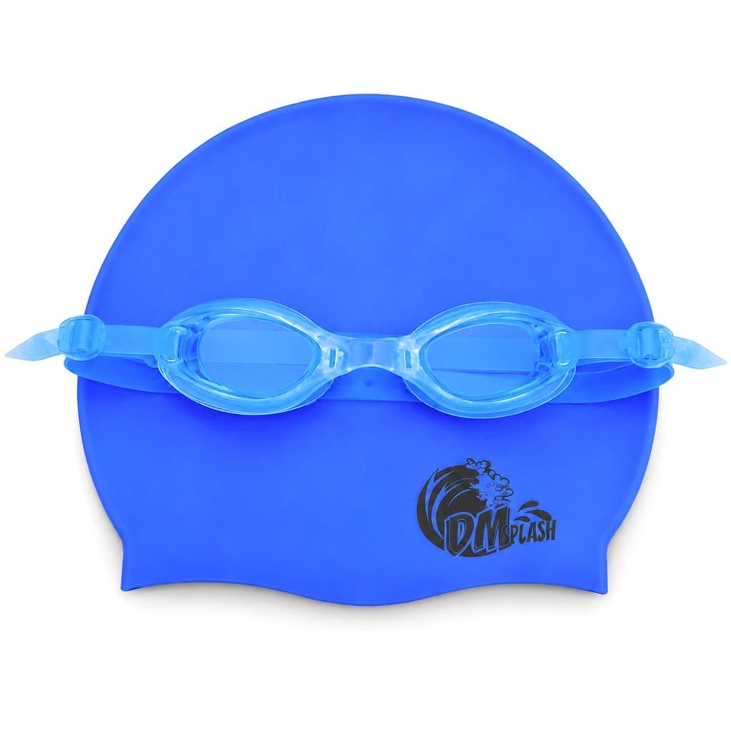 Kit De Natação Infantil Óculos Ajustáveis E Touca De Silicone Para Piscina - DM Toys