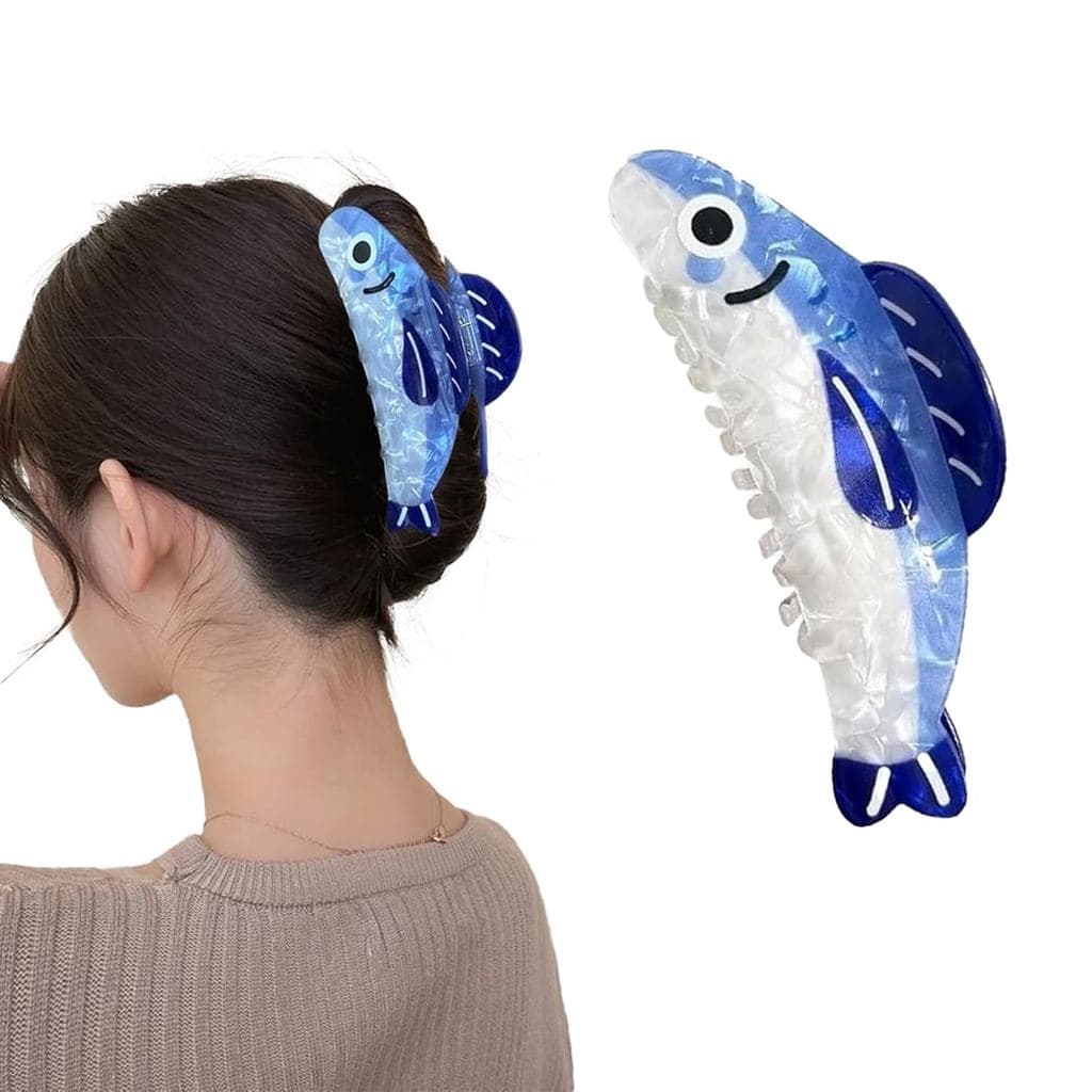 Presilha de Cabelo em Acrílico Acetato com Design de Peixe Fofo, Acessório de Cabelo Inovador para Mulheres e Meninas (1