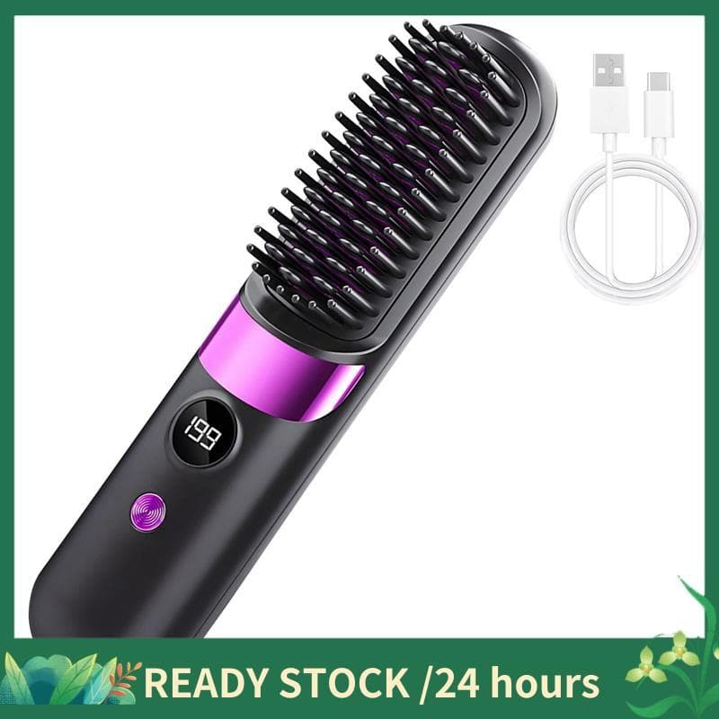 Alisadores De Cabelo Sem Fio Escova Aquecida Portátil Ferramenta De Estilo Viagem Alisamento Com 4 Temperaturas Para Cas