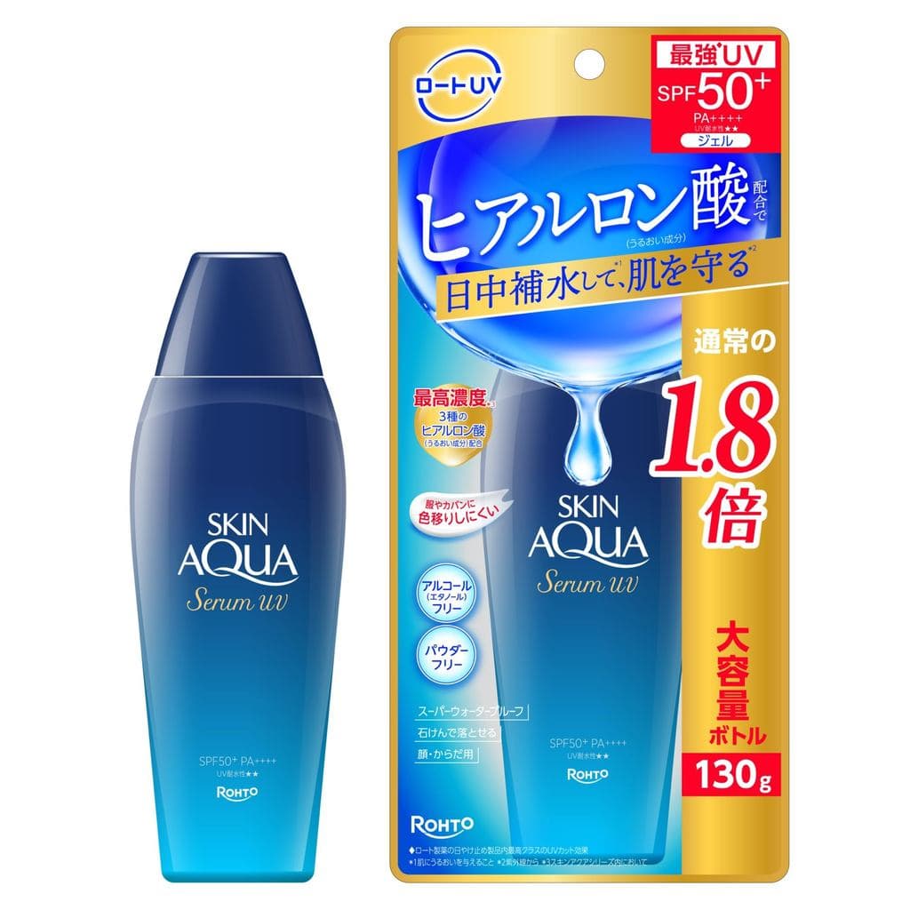 SKIN AQUA Sérum de Ácido Hialurônico UV, Tamanho Grande 130g, FPS 50+・PA++++ Proteção UV (Sem etanol, sem fragrância,...