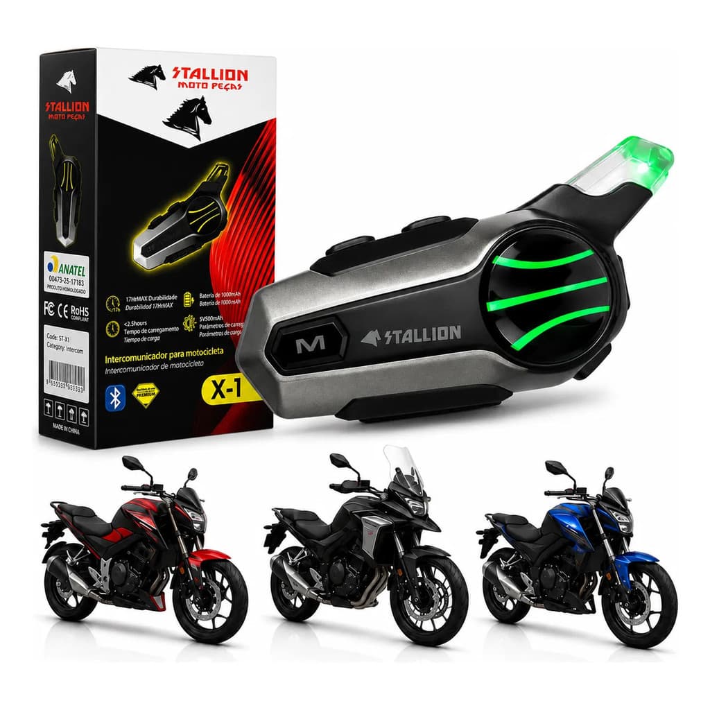 Intercomunicador Moto Stallion X1 Pro Bluetooth Capacete 600