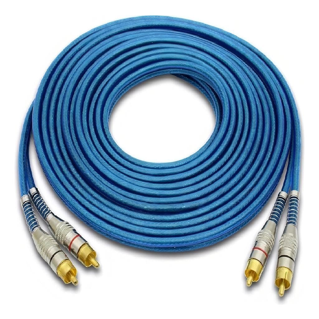 Cabo Rca 5 Metros Dupla Blindagem Cobre 5m Blindado Azul 5mm