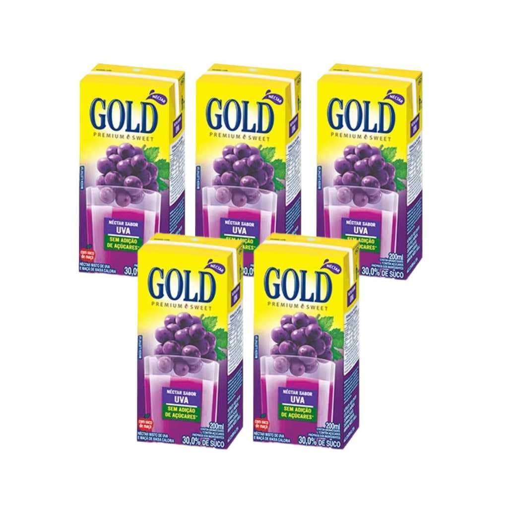Kit Suco Néctar De Uva Zero Açúcar - Gold 5 Unidades 200ml