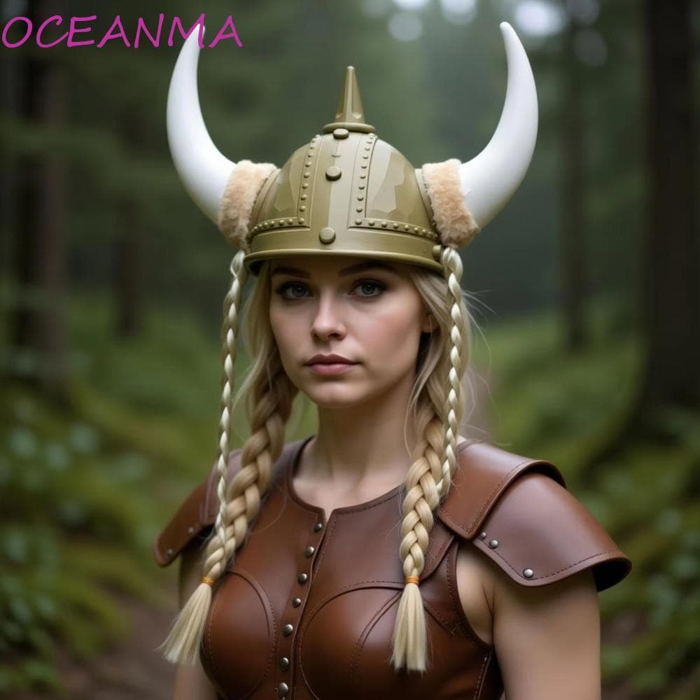 Capacete De Chapéu De Chifre Viking OCEANMA , Cavaleiro De Guerreiro Medieval De Plástico Com Enfeite De Cabeça , Trança