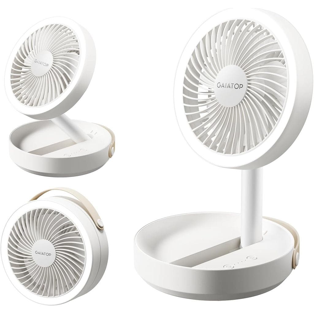 Ventilador de Mesa Dobrável Pequeno Gaiatop com Luz Noturna LED, Ventilador Portátil Sem Fio de 6,8 polegadas com Bateri