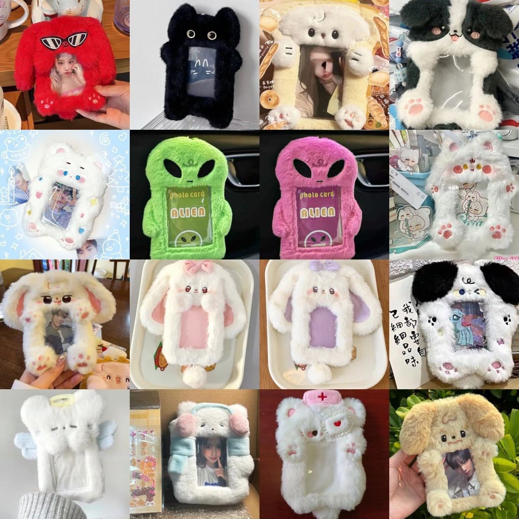 Porta-retratos de pelúcia coreano de 3 polegadas, estilo animal fofo, para estudantes, porta-retratos Kpop IXGI