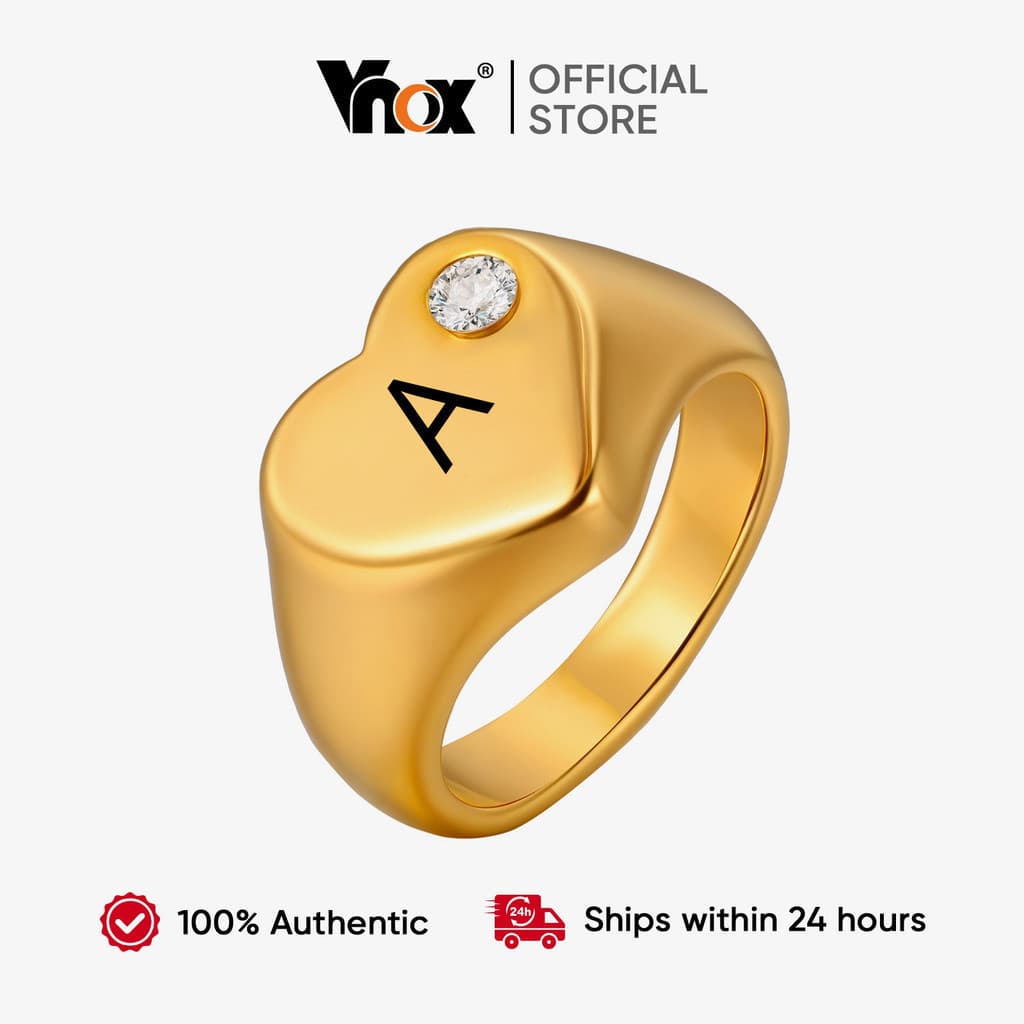 Anel de diamante em formato de coração exclusivo e feito sob medida pela Vnox, adequado para mulheres e meninas, pode se