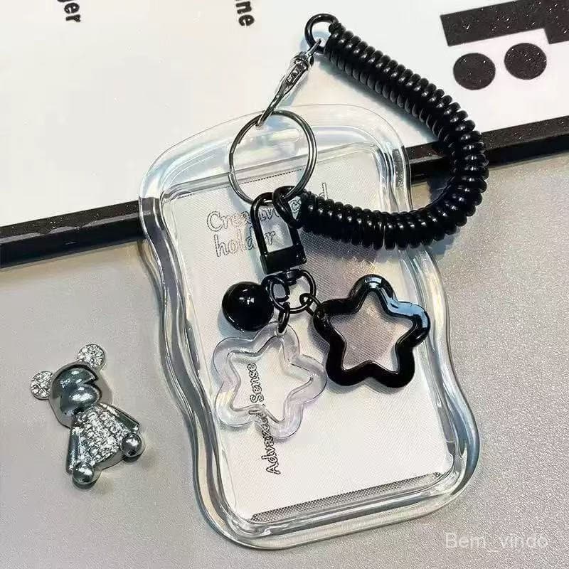 Porta-Cartões de Fotos Transparente com Tema de Estrela Kpop Fofo