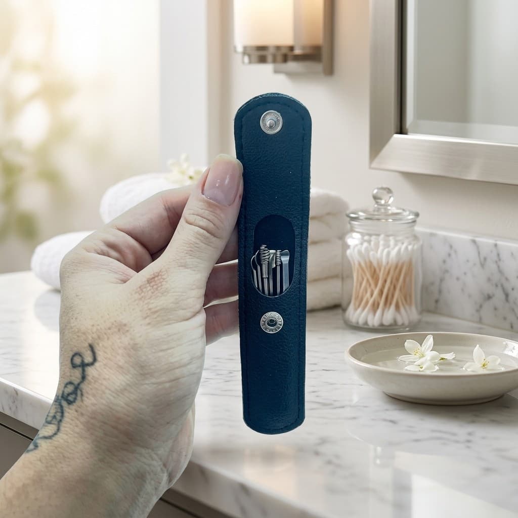 Limpador de Ouvido Portátil 6 Peças Inox para Viagem e Casa